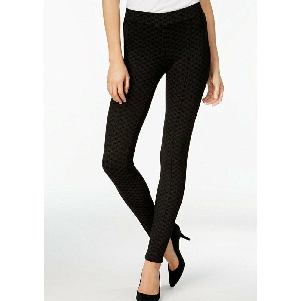 Style & Co Black Plaid Pull-On Ponte Leggings S